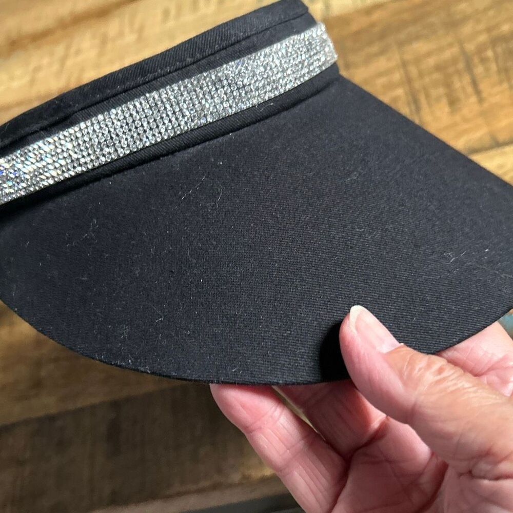Black Rhinestone Ladies Visor - Picture 6 of 6